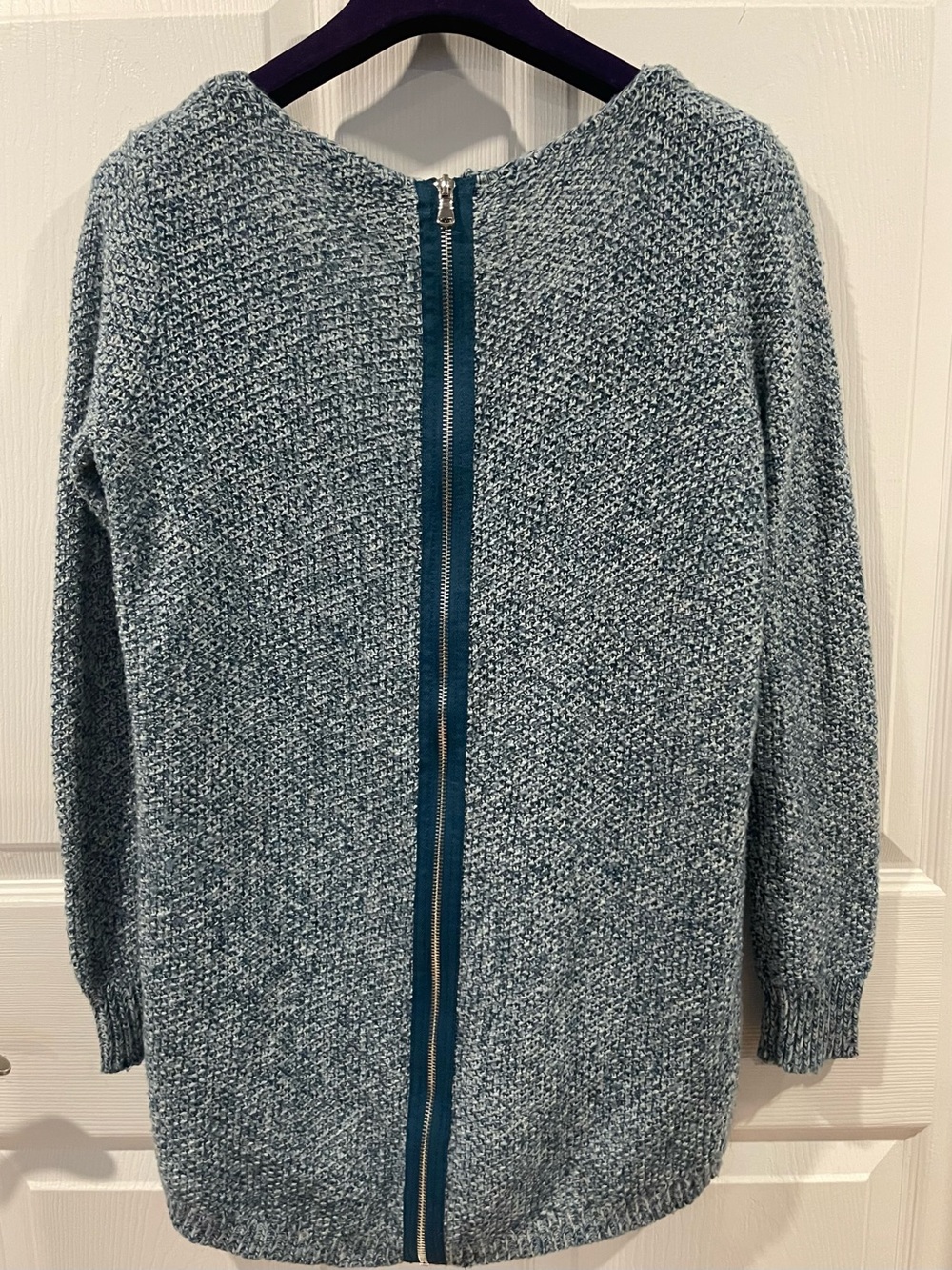 Vintage Dynamite Blue Knit Zip-Back Women’s Sweater XS longer in the back Xs